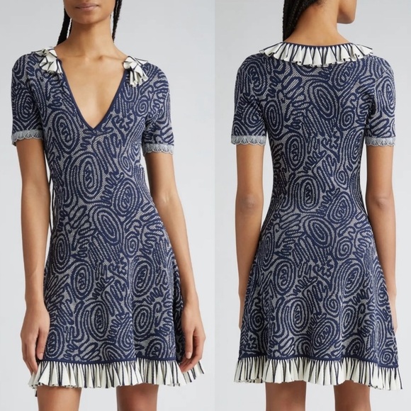 Ulla Johnson Gabrielle Jacquard Print Ink Blue Dress Women’s Size P / US 0 - Picture 1 of 13